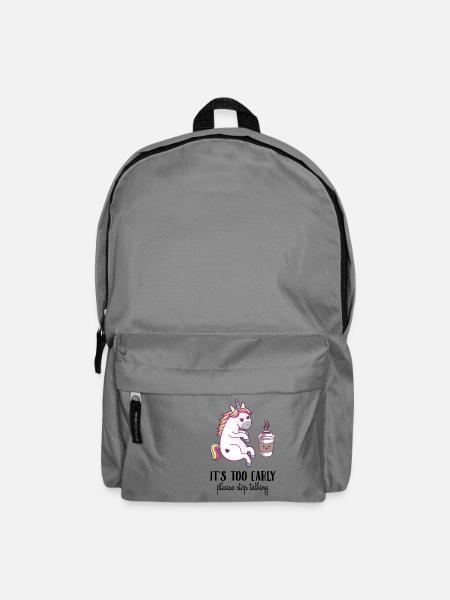 It is too early! Coffee unicorn girl gift - Backpack - elephant grey