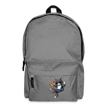 Chat dansant pizza cool amateur de pizza dessin animé - Sac à dos - gris éléphant - Devant