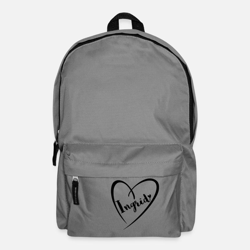 Ingrid Name Vorname im Herzrahmen - Rucksack - Mittelgrau