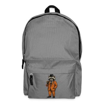 Raccoon Gentleman with Cigar - Backpack - elephant grey - Front