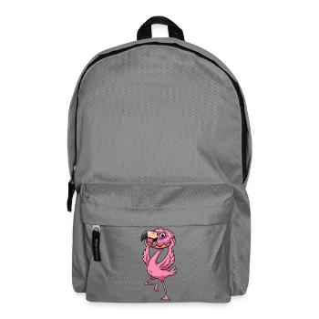 Cute Flamingo Donut Dessert Candy Cartoon - Backpack - elephant grey - Front