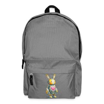 Heart Robot Bunny in Retro Style - Backpack - elephant grey - Front