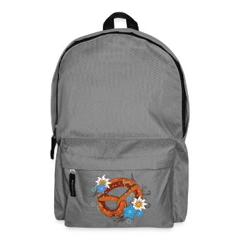 Brezel mit Enzian und Edelweiß - Rucksack - Mittelgrau - Vorne
