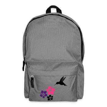 Hummingbird, colibri with hibiscus flowers. - Backpack - elephant grey - Front