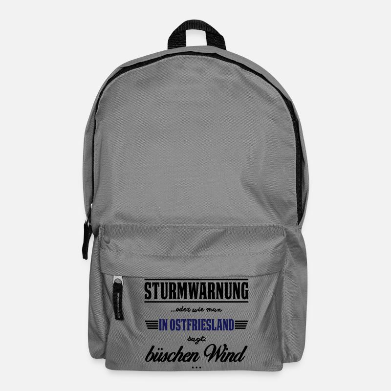 Sturmwarnung Ostfriesland - büschen Wind - Rucksack - Mittelgrau