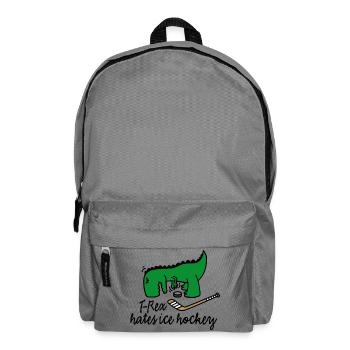 T-Rex hates ice hockey player dinosaur puck - Backpack - elephant grey - Front