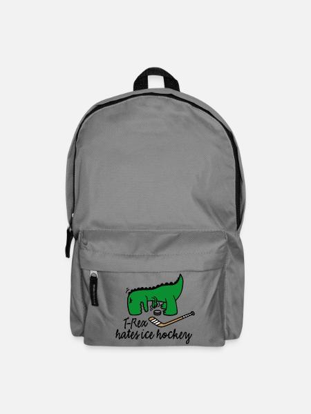 T-Rex hates ice hockey player dinosaur puck - Backpack - elephant grey