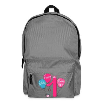 Happy Birthday 1 Baby Girl - Backpack - elephant grey - Front