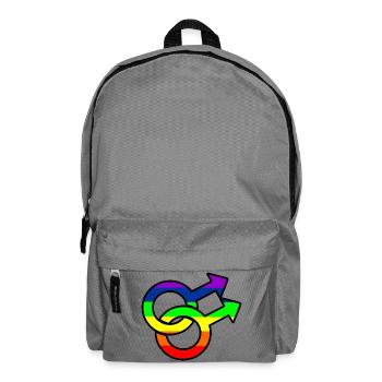 Gender Gay Logo mit Regenbogen - Rucksack - Mittelgrau - Vorne