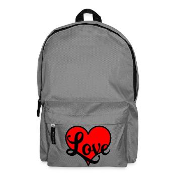 Red heart with text 'Love' - Backpack - elephant grey - Front