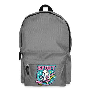 Katzensport: Skateboard-Petdesign Sport Cat  - Rucksack - Mittelgrau - Vorne