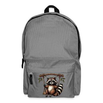Raccoon on swing pensive playground - Backpack - elephant grey - Front