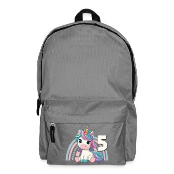 5ème anniversaire Licorne Arc-en-ciel Mignon Mignon - Sac à dos - gris éléphant - Devant
