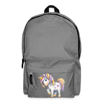 🦄 Magical Watercolor Unicorn - Hand-Painted - Backpack - elephant grey - Front