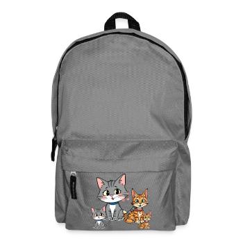 Playful Cat Family Illustration - Backpack - elephant grey - Front