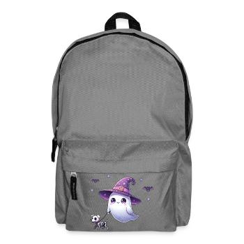 Hexen‑Geist mit Skelett‑Hund – Halloween Shirt - Rucksack - Mittelgrau - Vorne