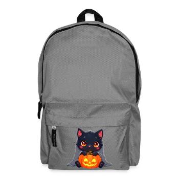 Chat d’Halloween avec citrouille d’Halloween - Sac à dos - gris éléphant - Devant