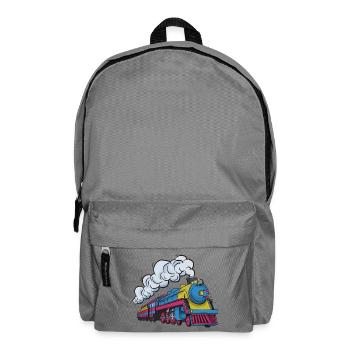Dampflokomotive Farbexplosion - Rucksack - Mittelgrau - Vorne