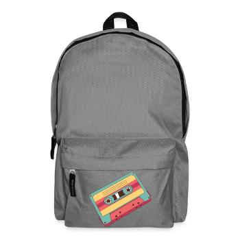 Bunte Retro Kassette aus den 80er Jahren - Rucksack - Mittelgrau - Vorne