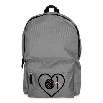 Crochet Knitting Heart Yarn Pink Handmade Woman - Backpack - elephant grey - Front
