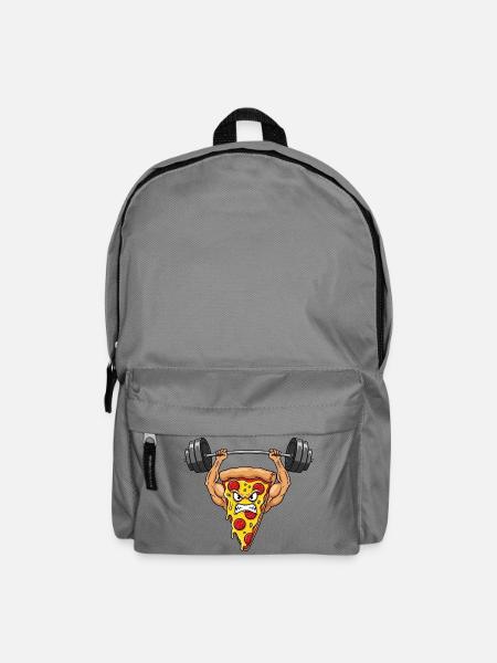 Pizza Salami Fitness Hantel Gewichte Training Stär - Rucksack - Mittelgrau