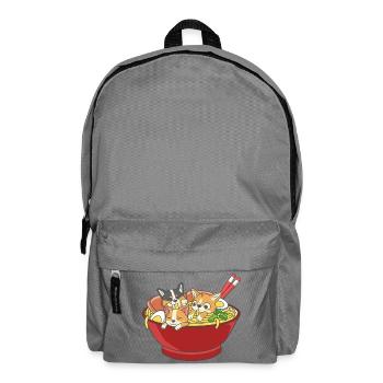 Cute Three Corgi Dogs Ramen Noodles Japanese Food - Backpack - elephant grey - Front