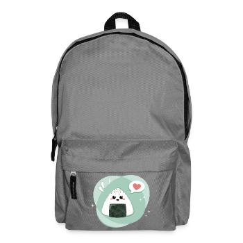 Kawaii onigiri with speech bubble with heart in green - Backpack - elephant grey - Front