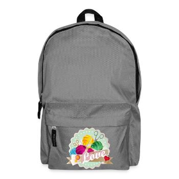 Farbenfrohe Wollknäuel mit Nadeln und Knöpfen  - Rucksack - Mittelgrau - Vorne