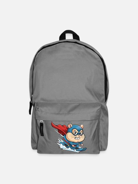 Superheld Hamster Surf Skate Cartoon - Rucksack - Mittelgrau