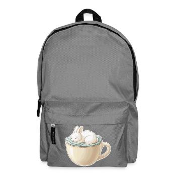 Un lapin endormi dans une tasse - Sac à dos - gris éléphant - Devant
