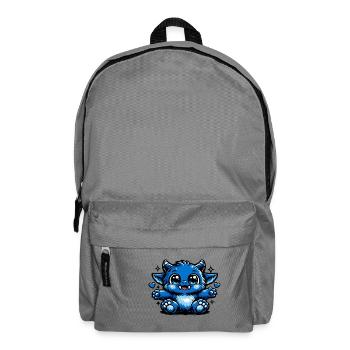 Blauer Kuschel-Drachen Comicstil - Rucksack - Mittelgrau - Vorne