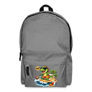 Dinosaurier-Surfer-Spaßillustration für Kinder - Rucksack - Mittelgrau - Vorne