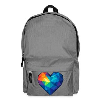 Coeur Low Poly - Amour - Saint-Valentin - Sac à dos - gris éléphant - Devant