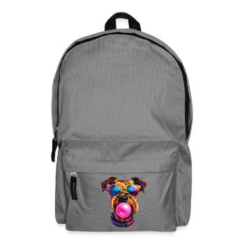 Airedale Terrier with Bubblegum Sunglasses - Backpack - elephant grey - Front