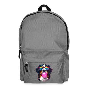 Colorful Bernese Sennenhun with bubblegum sunglasses - Backpack - elephant grey - Front