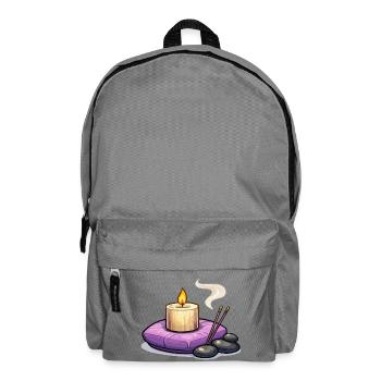 Zen-Kerze auf Purpurkissen - Rucksack - Mittelgrau - Vorne