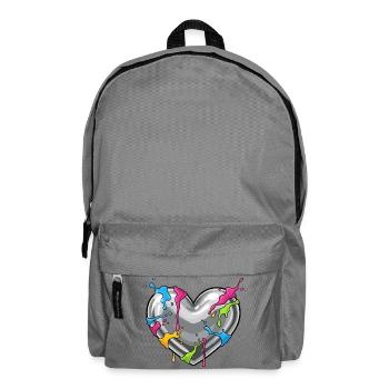 Metal heart with color shower - Backpack - elephant grey - Front