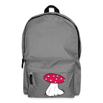 Red Toadstool Cartoon Pattern - Backpack - elephant grey - Front