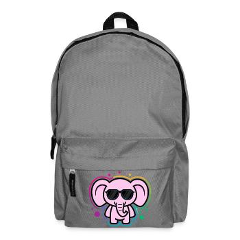 Rosa Elefant mit Brille - Rucksack - Mittelgrau - Vorne