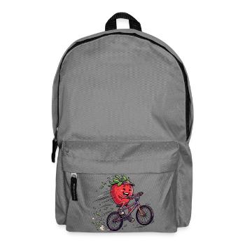 Cool strawberry on mountain bike ride - Backpack - elephant grey - Front