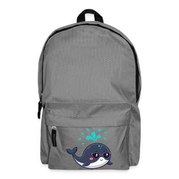Niedlicher lächelnder Wal und rosa Brille - Rucksack - Mittelgrau - Vorne