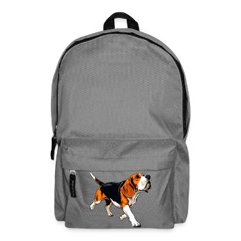 Beagle Abenteuer Illustration - Rucksack - Mittelgrau - Vorne