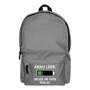 Akku Leer – Muss in den Wald - Rucksack - Mittelgrau - Vorne