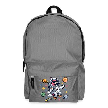 Astronaut Cartoon in Space Flamingo - Backpack - elephant grey - Front