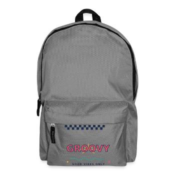 Groovy-Good_Vibes Only, Retro Y2K Typography - Backpack - elephant grey - Front