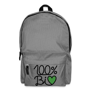 100% BiO – Grünes Herz Illustration - Rucksack - Mittelgrau - Vorne