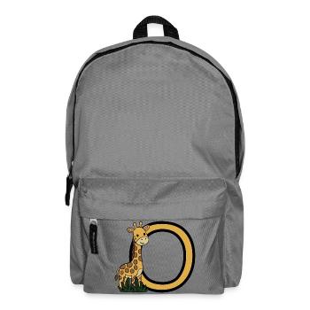 Giraffe and Oval Letter O Cartoon Design - Backpack - elephant grey - Front