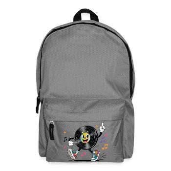 Lustige Schallplatte mit Musiknoten Retro - Rucksack - Mittelgrau - Vorne