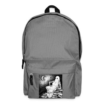 Ghost over books in the moonlight - Backpack - elephant grey - Front