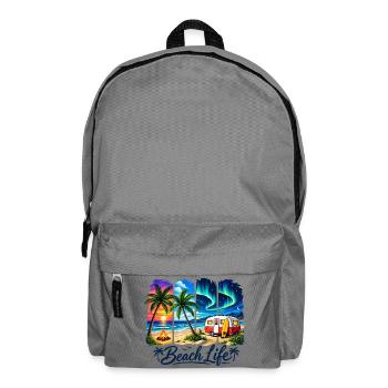 Beach Life: Sunset & Camper - Backpack - elephant grey - Front